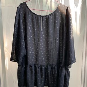 Sheer peplum high-low top